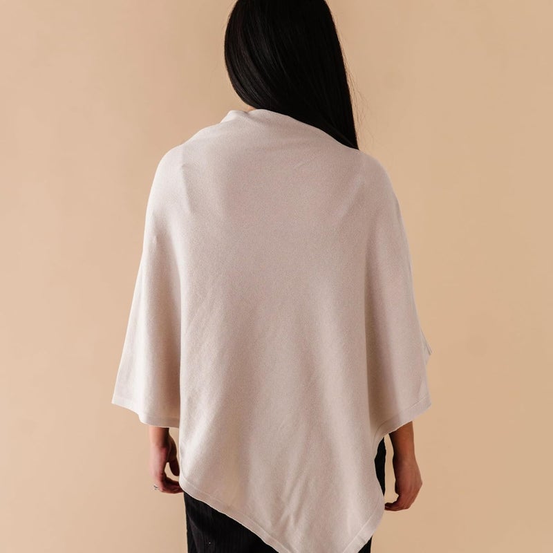 MakeMake Organics Knit Breathable Nursing Cover Up for Breastfeeding - Soft GOTS Certified Organic Cotton Breastfeeding Cover Up for Women - Privacy Feature, Beige - Image 2
